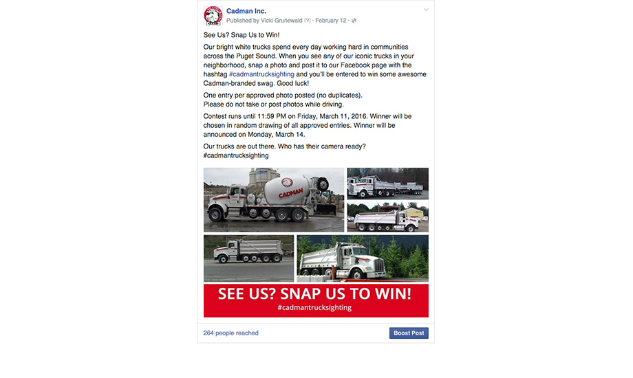 Cadman: Facebook #Cadmantrucksighting photo contest launched with Woobox