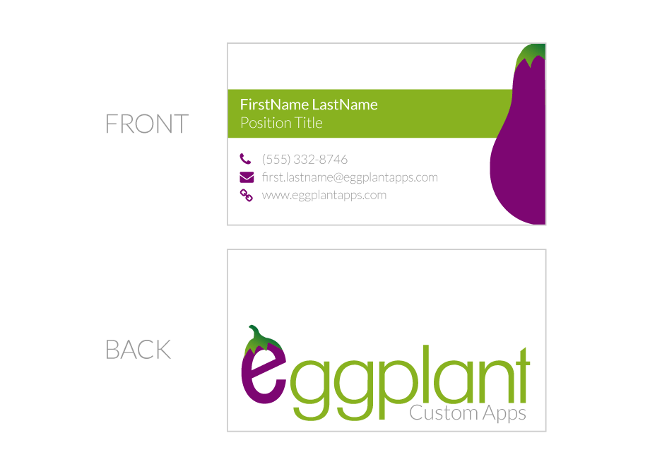 Eggplant Apps: Mock business card
