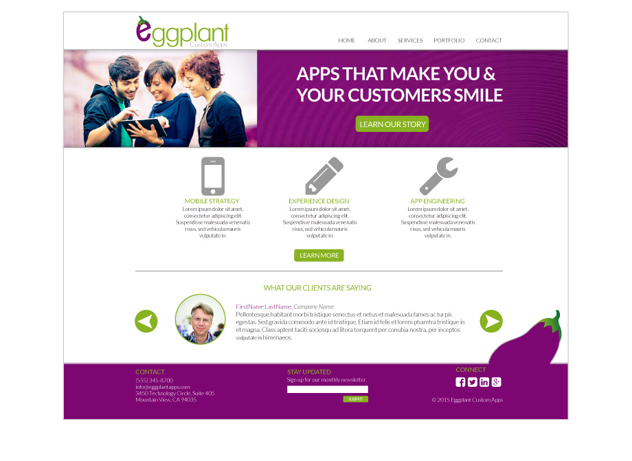 Eggplant Apps: Mock website homepage
