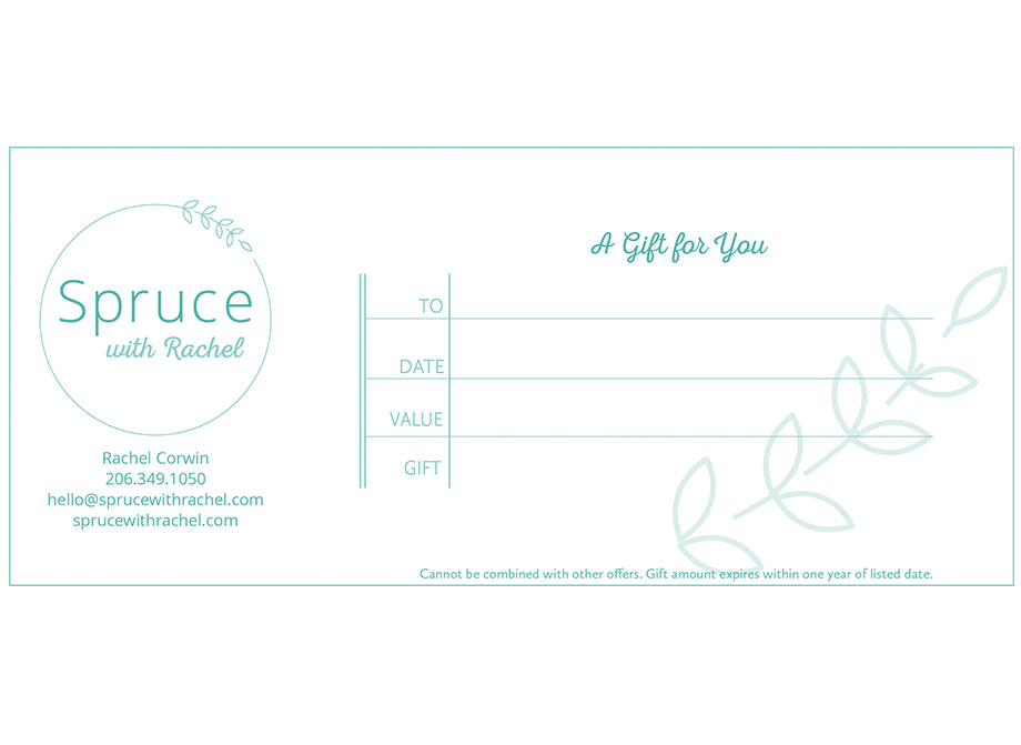 Spruce with Rachel: Gift certificate for print