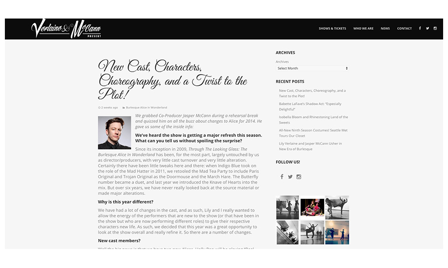 Verlaine & McCann: Example single blog post page